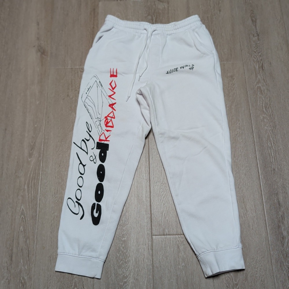 999 Club Juice WRLD Sweatpants Mens M White Goodbye & Good Riddance Streetwear